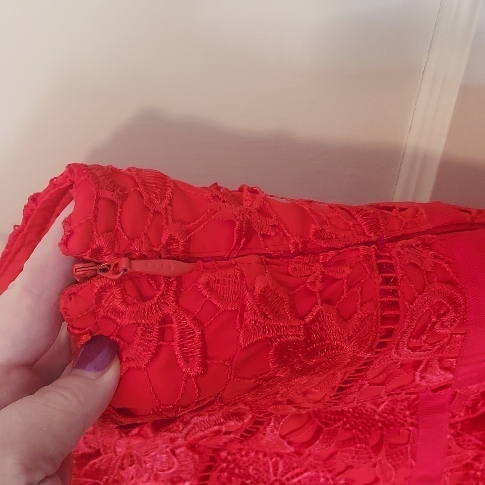 Ted Baker Valens Red Lace Midi Dress - Picture 10 of 12